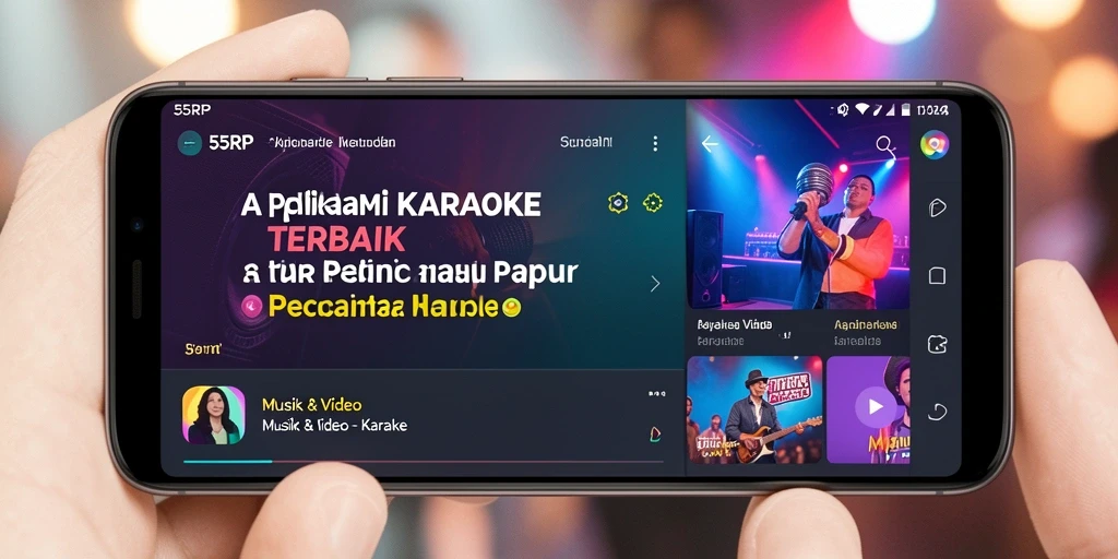 Tampilan antarmuka aplikasi 55RP yang menarik dan mudah digunakan untuk karaoke.