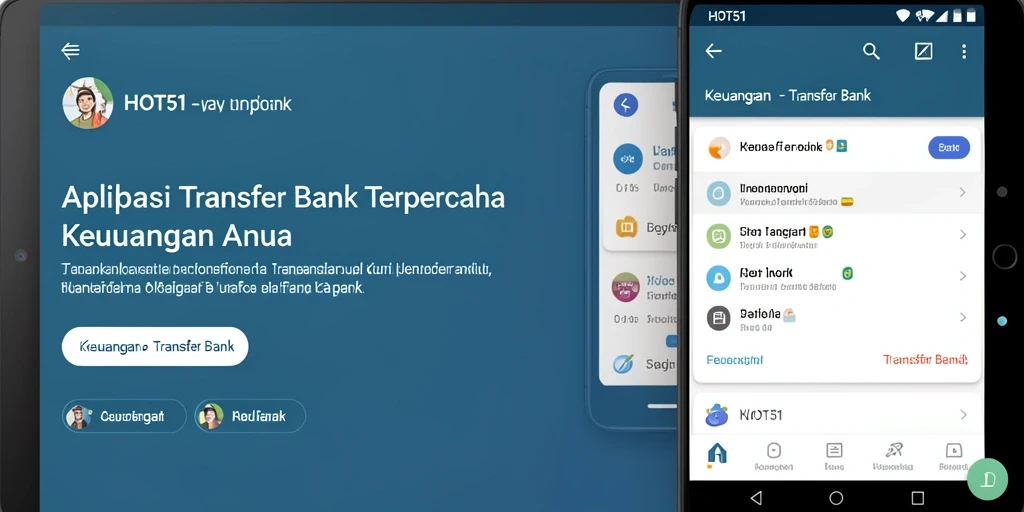 Antarmuka aplikasi HOT51 untuk Transfer Bank yang sederhana dan efisien.
