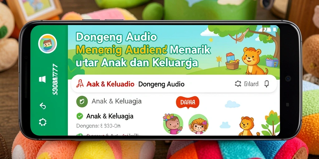 Antarmuka SOBAT777 yang menarik dengan cerita-cerita audio untuk anak.
