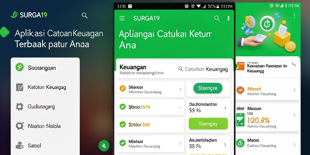 Antarmuka aplikasi <strong>SURGA19</strong> yang intuitif untuk Catatan Keuangan.